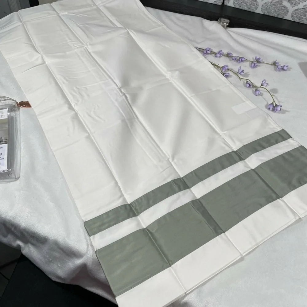 NIB [ 1 King ] Pillowcase for Frette At Home Brenta in Ivory‎ / Sage Green